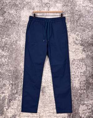 Paul Smith Drawstring Trouser Pants Small Mens Blue Micro Check Cotton Slim